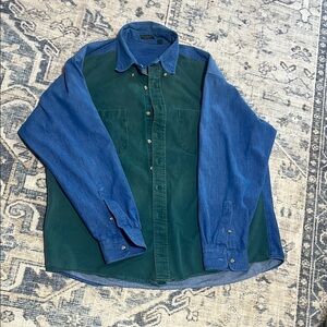 Stylish Blue and Green Button-Up Shirt